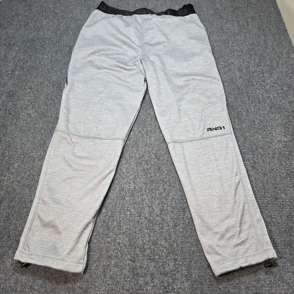 AND1 Men's Size Large Gray Performance Sweatpants Basketball Joggers Pockets‎